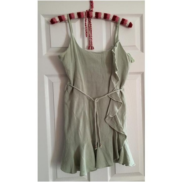 Saints & Secrets Sage Green Mini Dress w/Ruffles - Picture 1 of 13